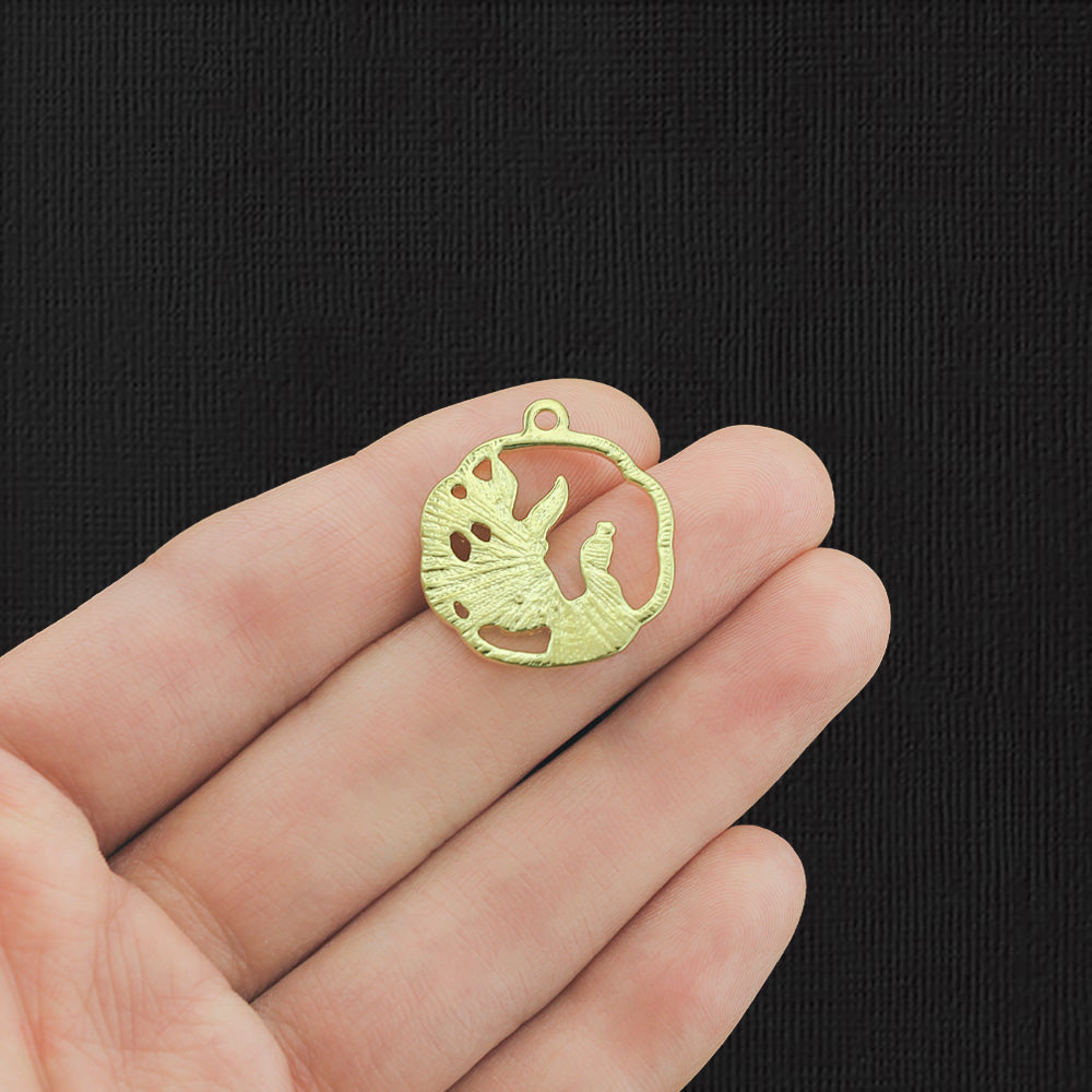 2 breloques en émail doré paon bleu - E1192