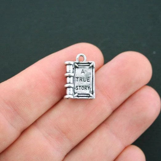 2 Book Antique Silver Tone Charms 3D - SC1044