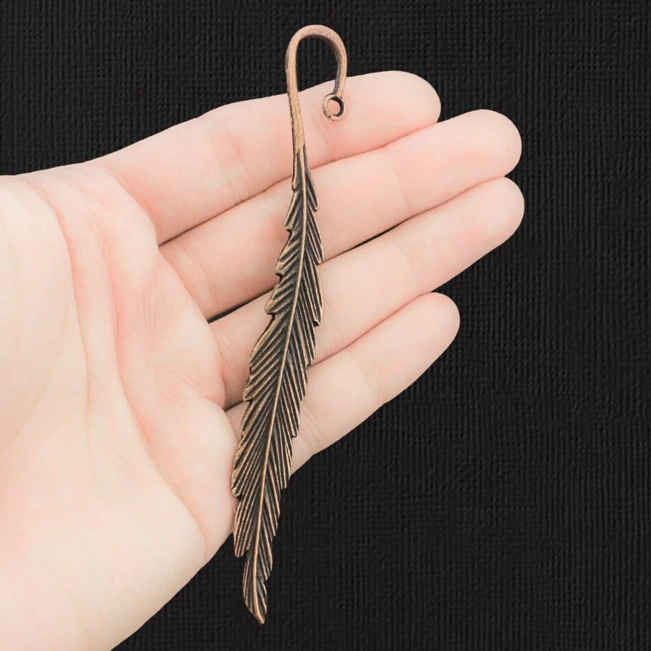 2 Bookmarks Antique Copper Tone Charms 2 Sided 120mm - BC351