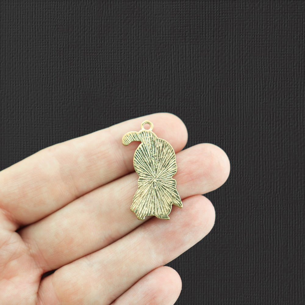 2 Bunny Rabbit Gold Tone Enamel Charms - E1039