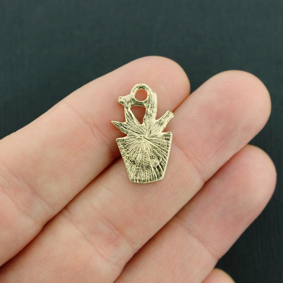 2 Cactus Gold Tone Enamel Charms - E190