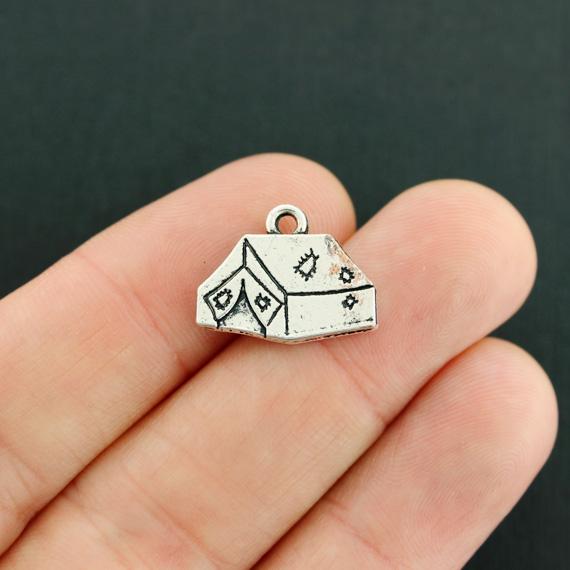 2 Camping Antique Silver Tone Charms 2 Sided - SC7925