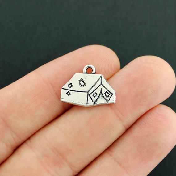 2 Camping Antique Silver Tone Charms 2 Sided - SC7925