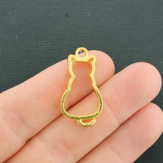 2 breloques chat couleur or antique 2 faces - GC1296