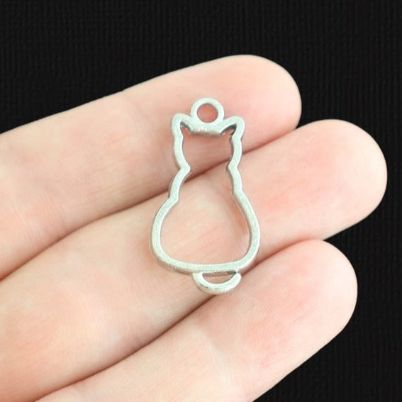 2 Cat Silver Tone Charms 2 Sided - SC7608