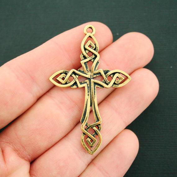 2 breloques de ton or antique croix celtique - GC262