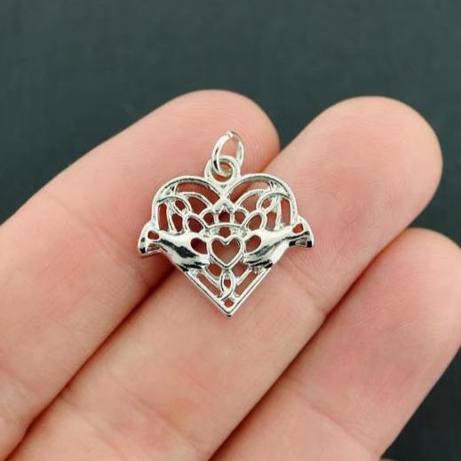 2 Celtic Heart Silver Tone Charms - SC2668