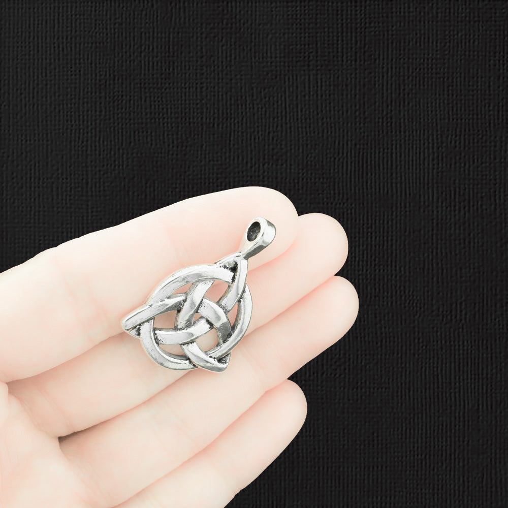 2 Celtic Knot Antique Silver Tone Charms 2 Sided - SC1332