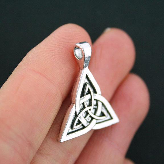 2 Celtic Knot Antique Silver Tone Charms 2 Sided - SC5379