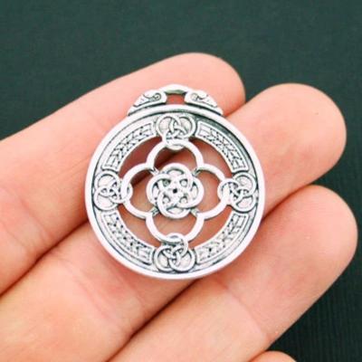 2 Celtic Knot Antique Silver Tone Charms - SC5624