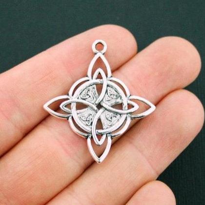 2 Celtic Knot Antique Silver Tone Charms - SC5626