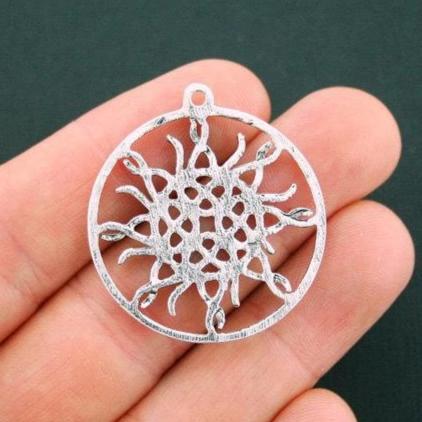 2 Celtic Knot Sun Antique Silver Tone Charms - SC5629