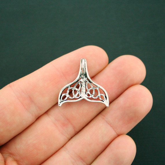 2 Celtic Knot Whale Tail Antique Silver Tone Charms - SC6226