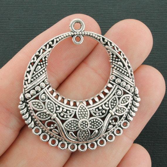 2 Chandelier Connector Antique Silver Tone Charms - SC6228