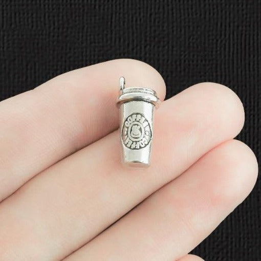 2 breloques ton argent antique café 3D - SC2156