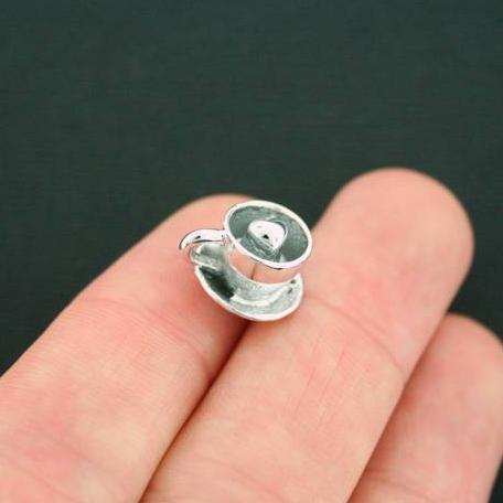 2 Coffee Antique Silver Tone Charms 3D - SC4723