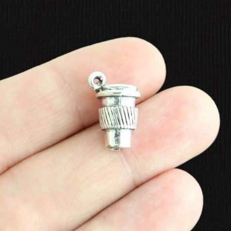 2 Coffee Cup Antique Silver Charms 3D - SC1169
