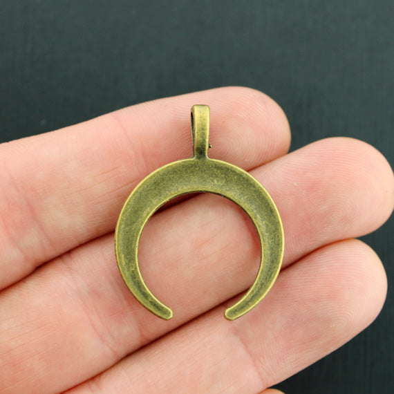 2 Crescent Moon Antique Bronze Tone Charms 2 Sided - BC505