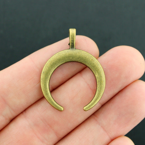 2 Crescent Moon Antique Bronze Tone Charms 2 Sided - BC505