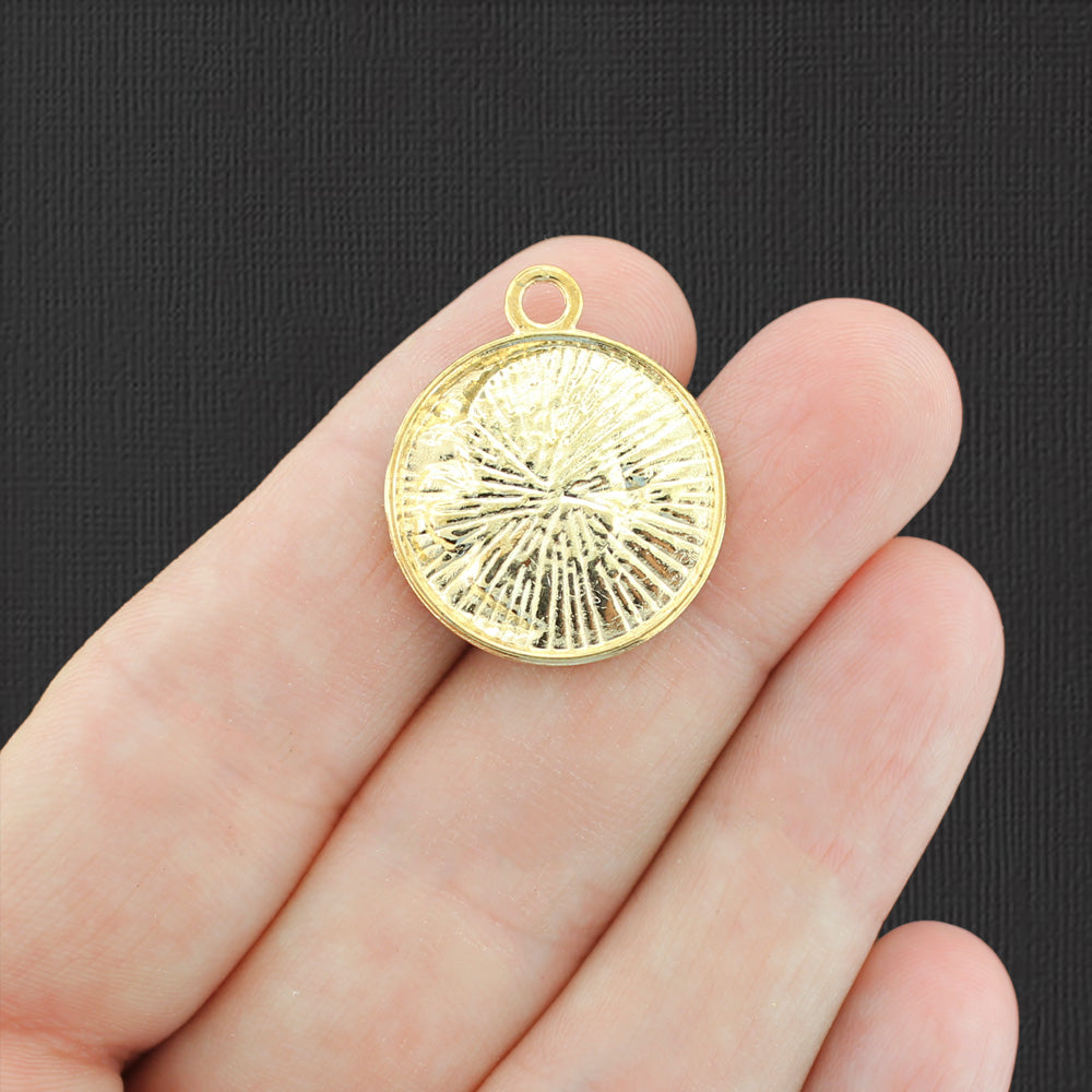 2 Crescent Moon Gold Tone Enamel Charms - GC1405