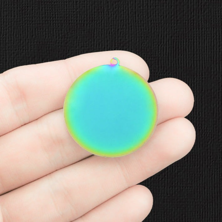 2 Crescent Moon Rainbow Electroplated Stainless Steel Charms - SSP542
