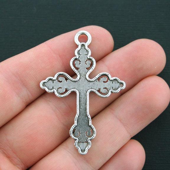 2 Cross Antique Silver Tone Charms - SC4337