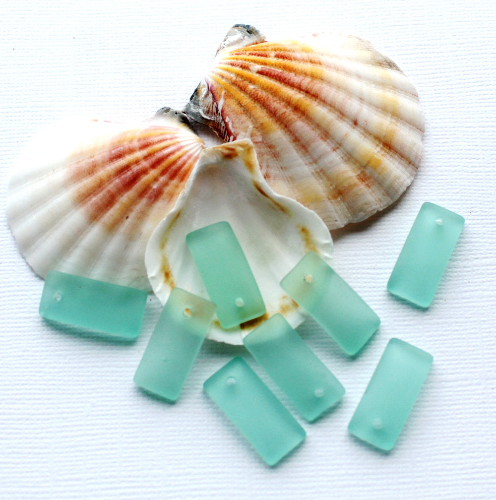 2 Curved Rectangle Cultured Sea Glass Charms - Choose Your Color!