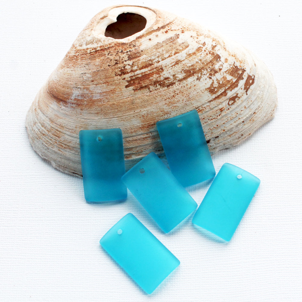 2 Curved Rectangle Cultured Sea Glass Charms - Choose Your Color!