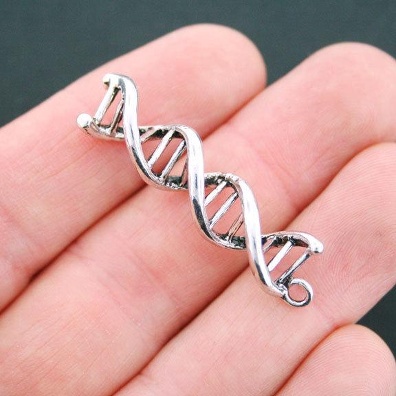 2 DNA Antique Silver Tone Charms 3D - SC5149