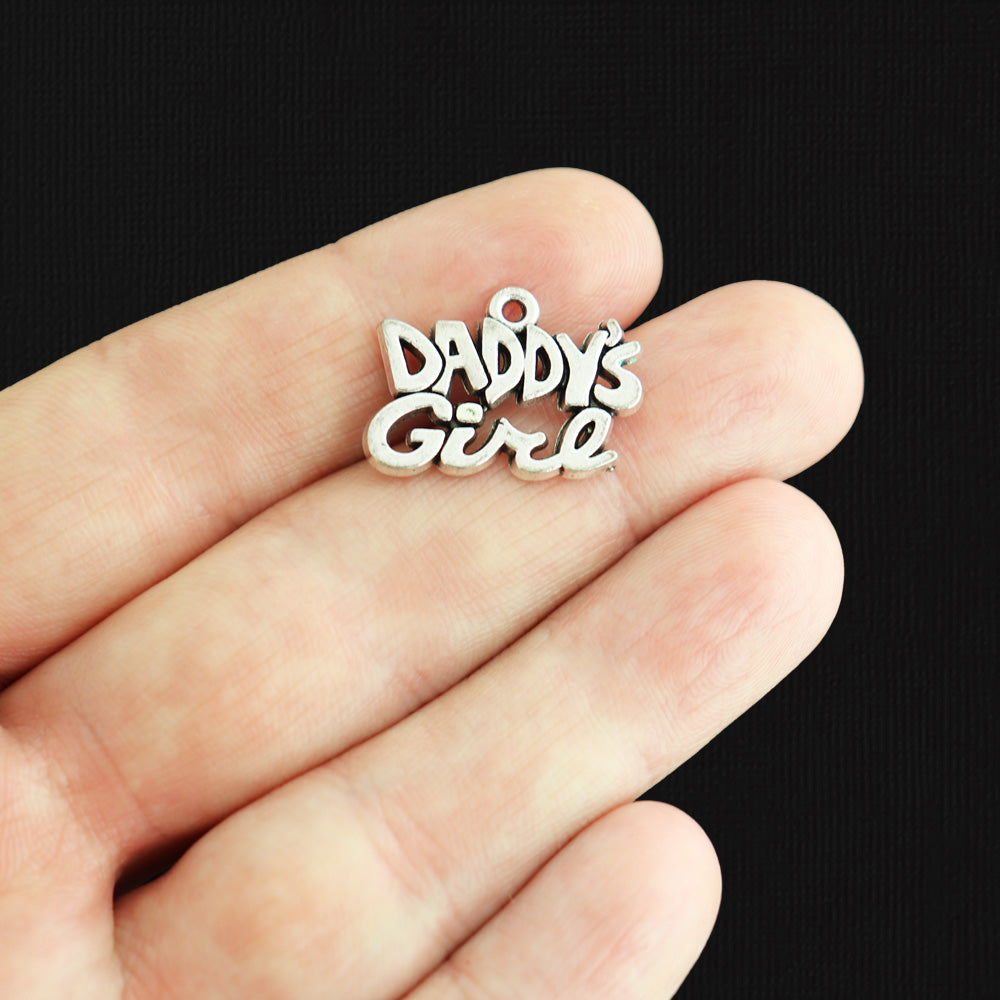 2 breloques de ton argent antique fille de papa - SC1214