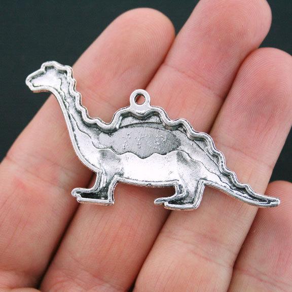 2 Dinosaur Antique Silver Tone Charms - SC4093