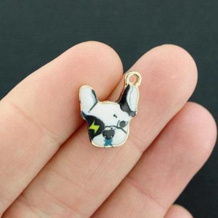2 breloques chien en émail doré - E063
