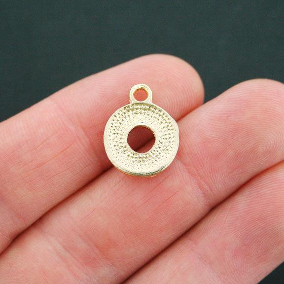 2 Doughnut Gold Tone Enamel Charms - E210
