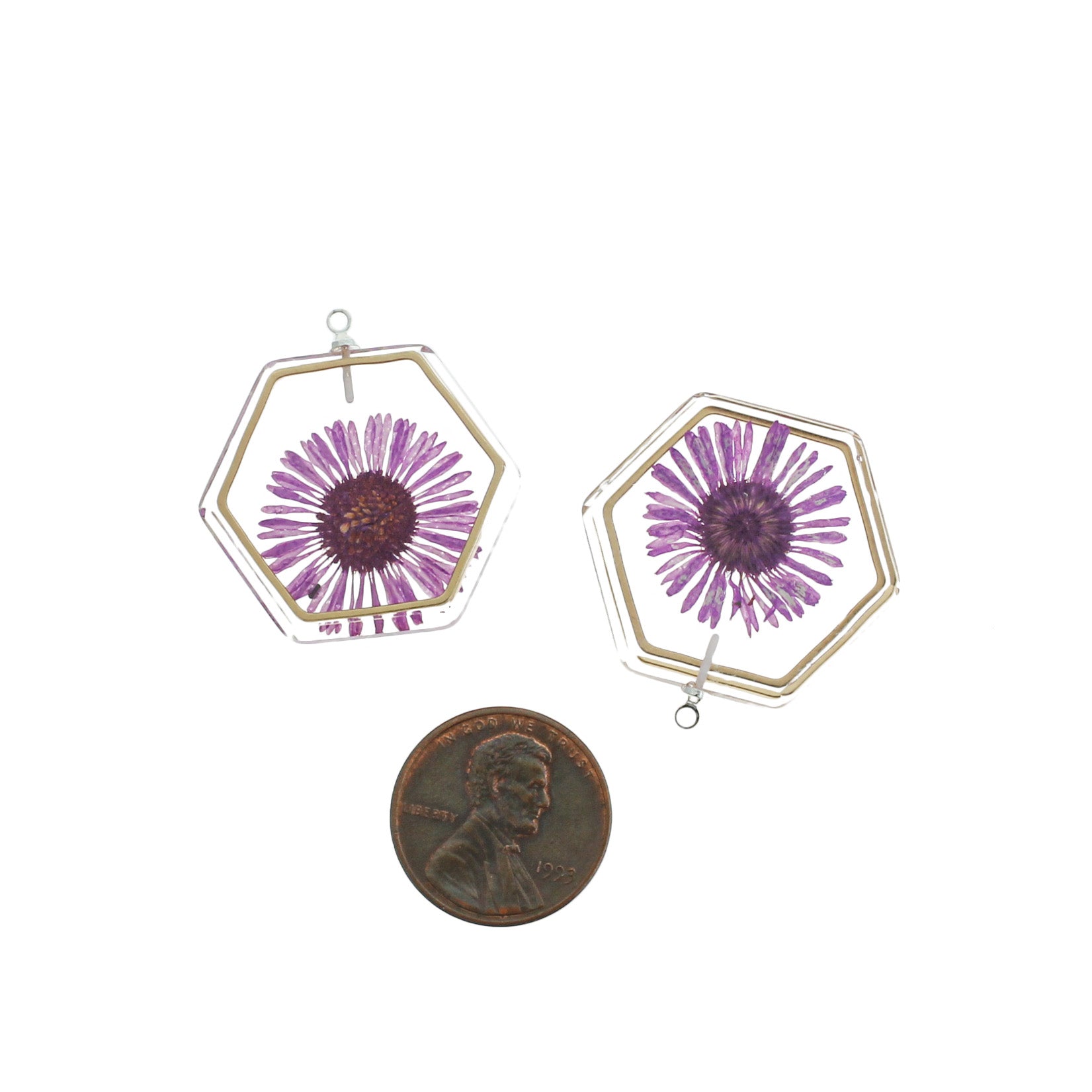 2 Dried Flower Silver Tone and Resin Charms - Choose Your Color!