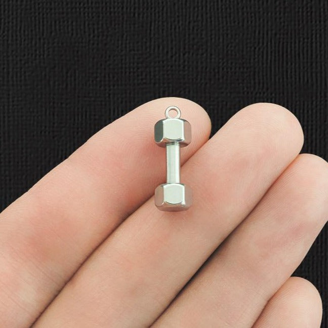 2 Dumbbell Weight Stainless Steel Charms 3D - SSP268