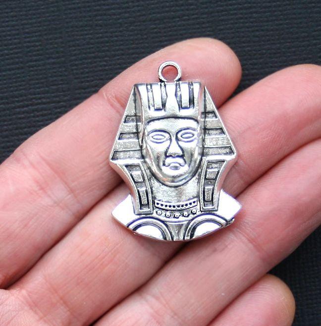2 Egyptian Pharaoh Antique Silver Tone Charms - SC3064