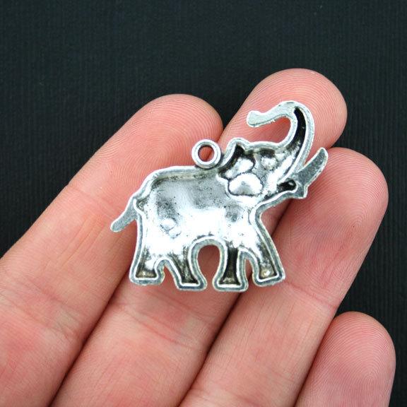 2 Elephant Antique Silver Tone Charms - SC3537
