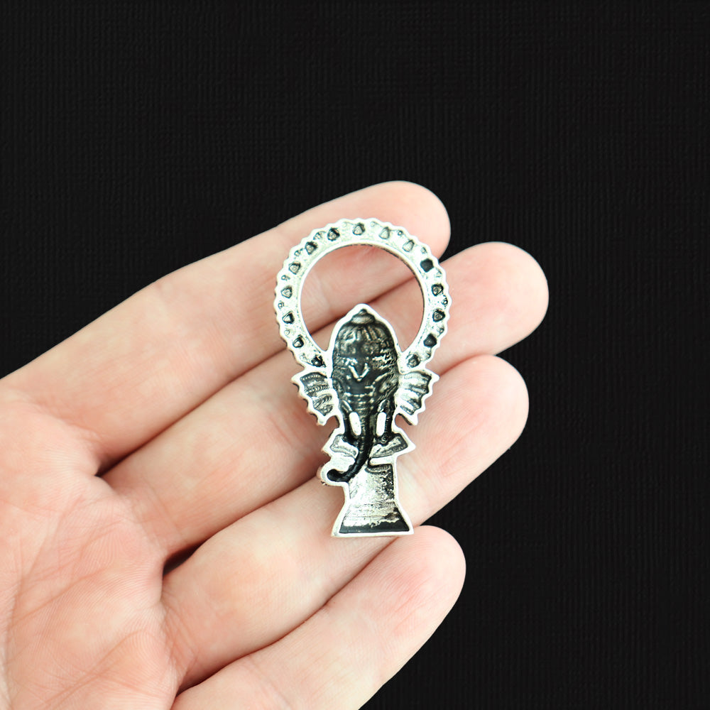 2 breloques argentées antiques d'éléphant - SC6196