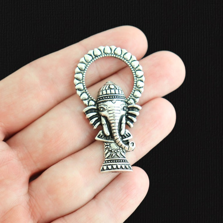 2 breloques argentées antiques d'éléphant - SC6196