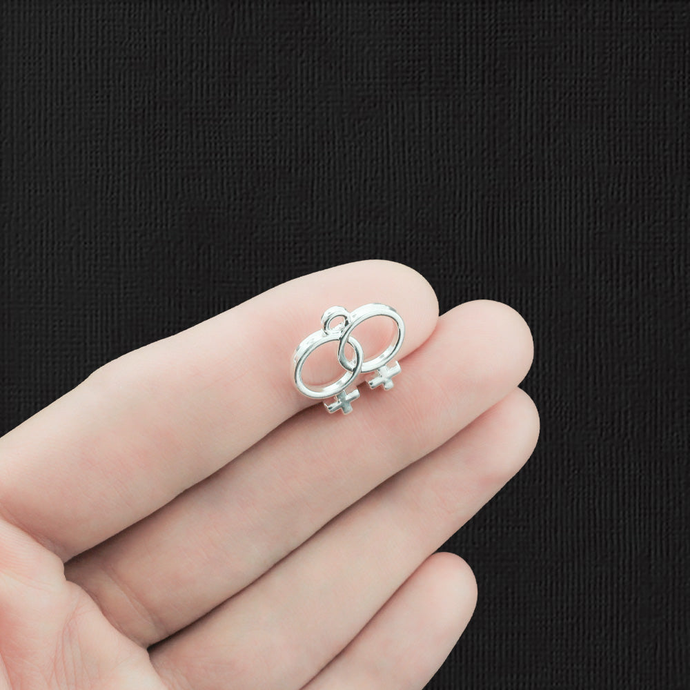 2 Female Symbol Silver Tone Charms 2 Sided - SC5689