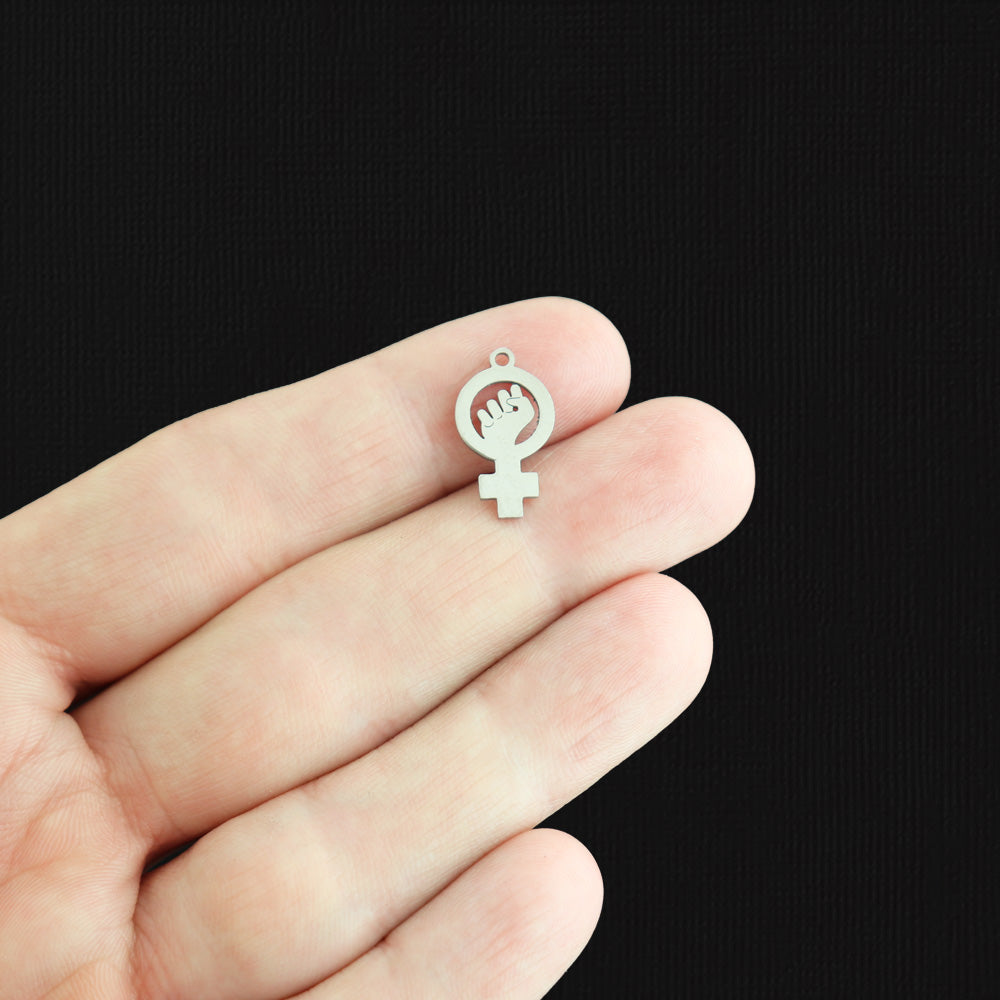 2 Feminist Symbol Stainless Steel Charms 2 Sided - SSP558