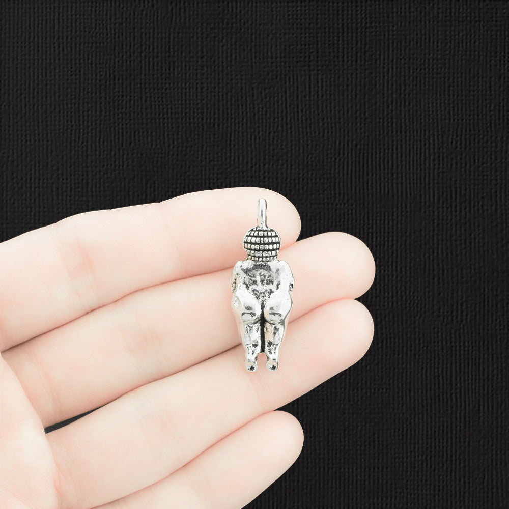 2 Fertility Goddess Antique Silver Tone Charms 3D - SC1408