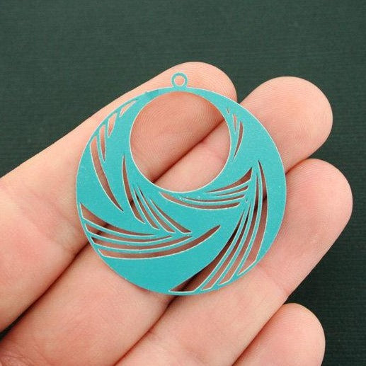 2 Filigree Circle Enamel Charms - E614