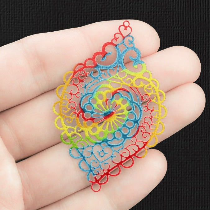 2 breloques en émail filigrane marquise - E1292