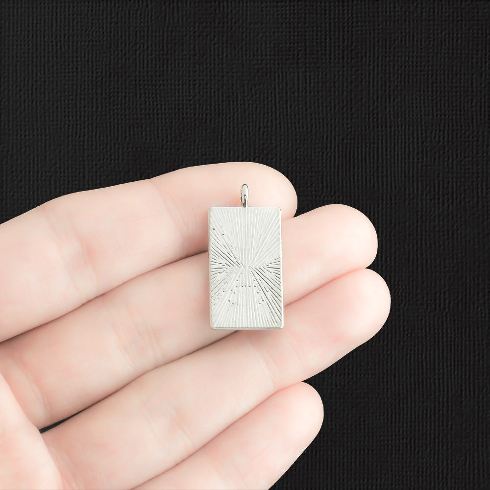 2 Fortune Tarot Card Antique Silver Tone Charms - SC2548