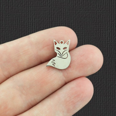 2 Fox Silver Tone Stainless Steel Charms - SSP107