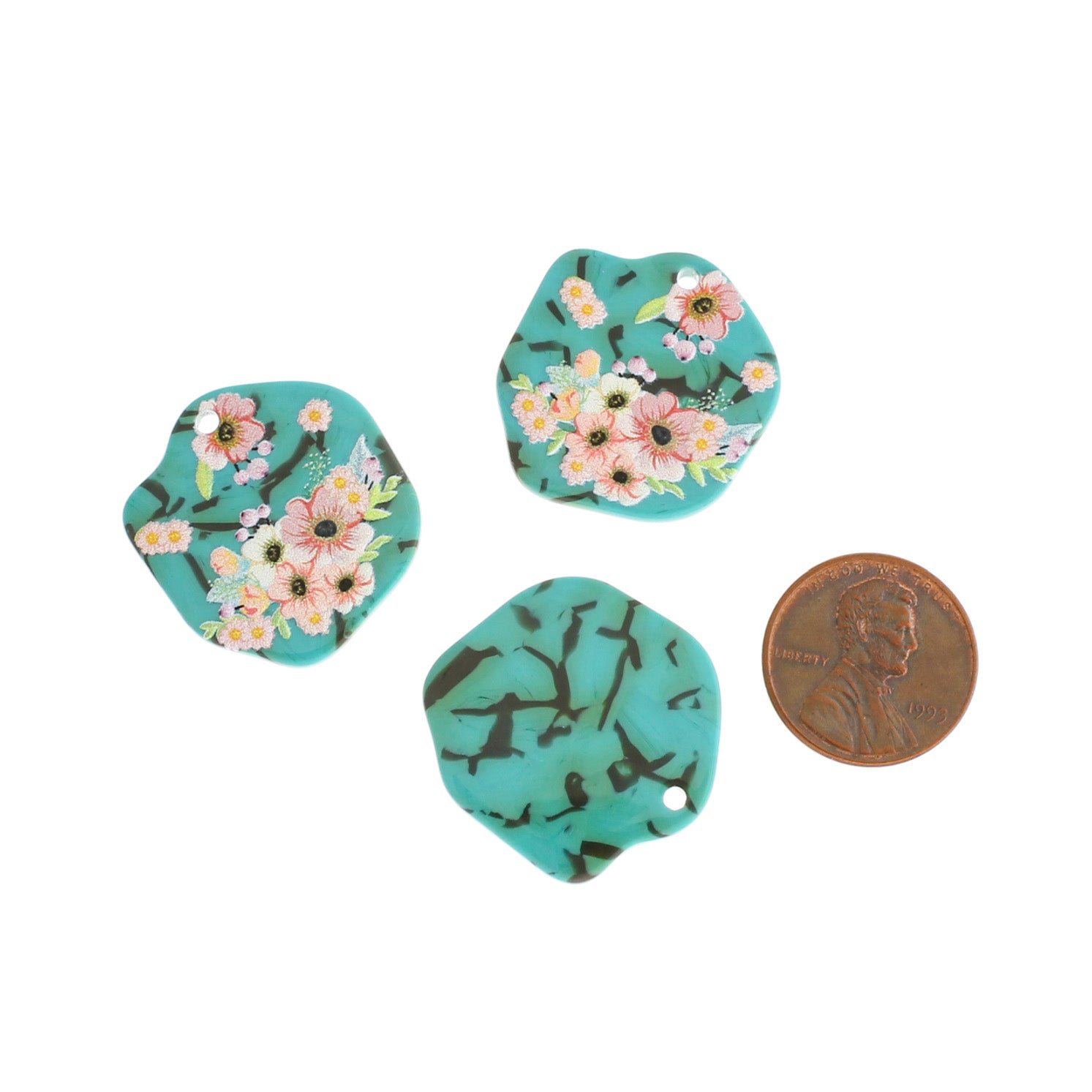 2 Breloques Acrylique Fleur Géométrique - K010