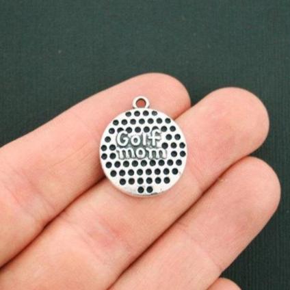 2 Golf Mom Antique Silver Tone Charms - SC2307