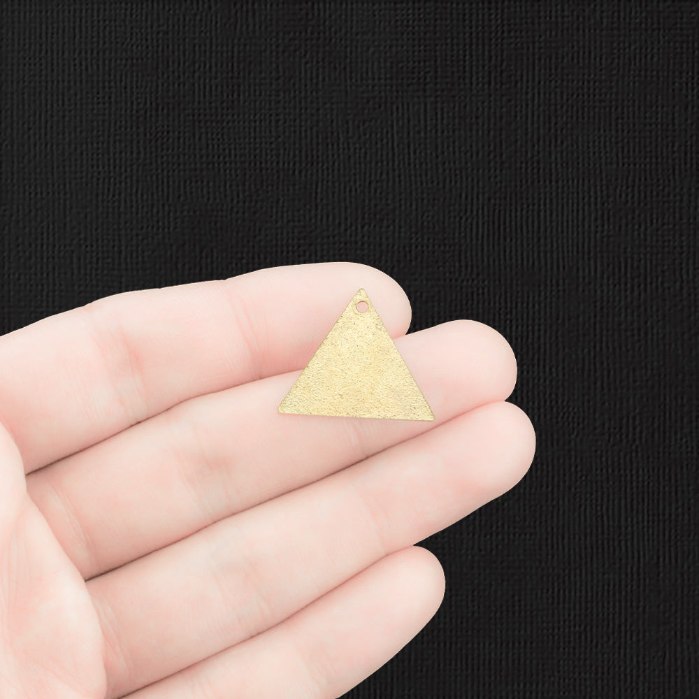 2 Green Triangle Gold Tone Enamel Charms - E1361