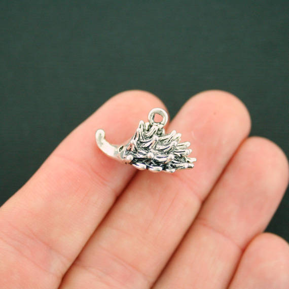 2 Charms Hérisson Argenté Antique 3D - SC7350